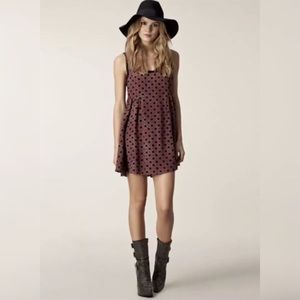 Free People Molly Sangria Dot Swing Dress